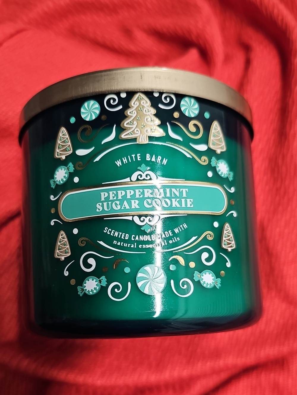White Barn Bath & body work PEPPERMINT SUGAR COOKIE Large 3-Wick Candle NWT